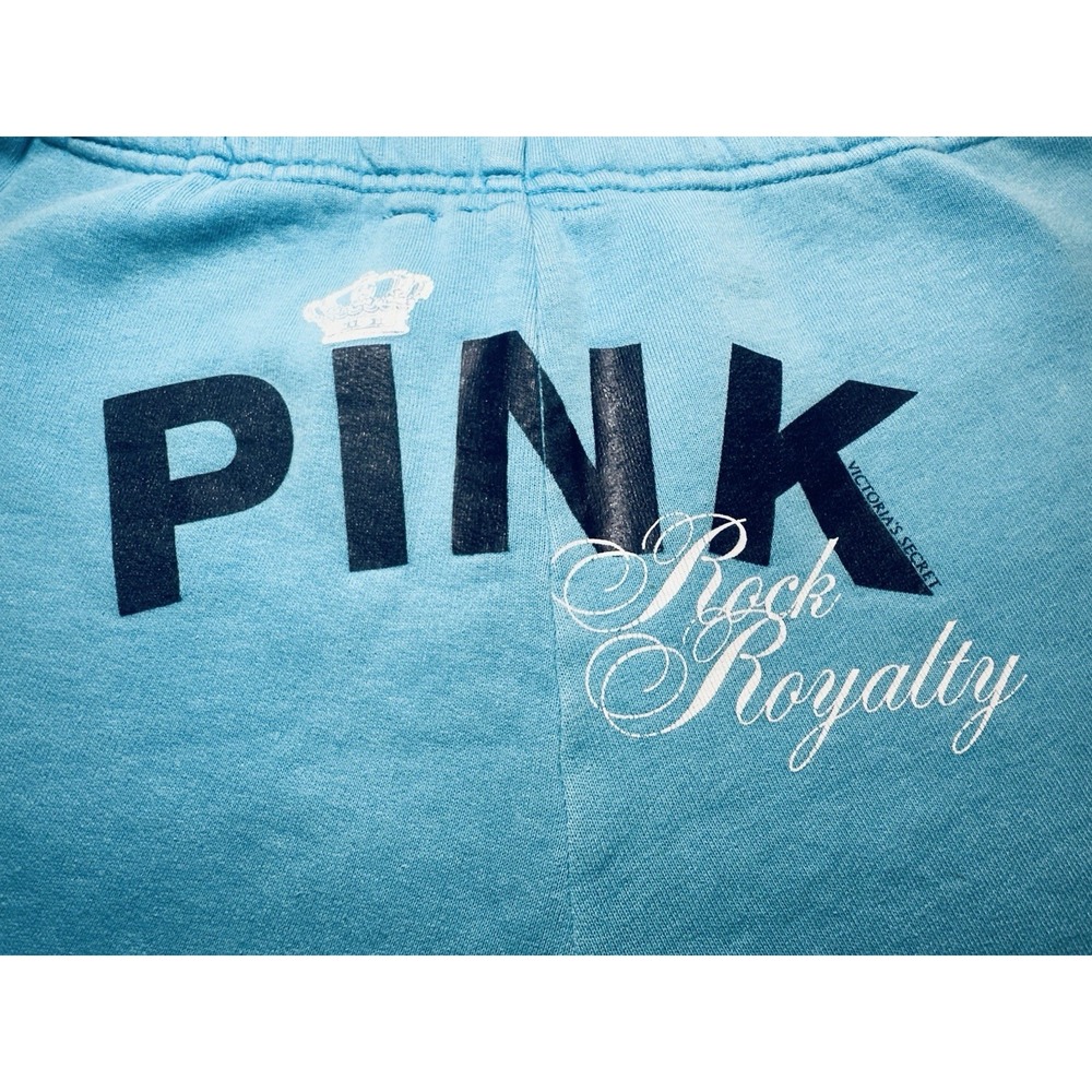 VTG Victoria's Secret PINK "Rock Royalty" Blue Cotton Sweat Pants Sz M - Picture 8 of 14